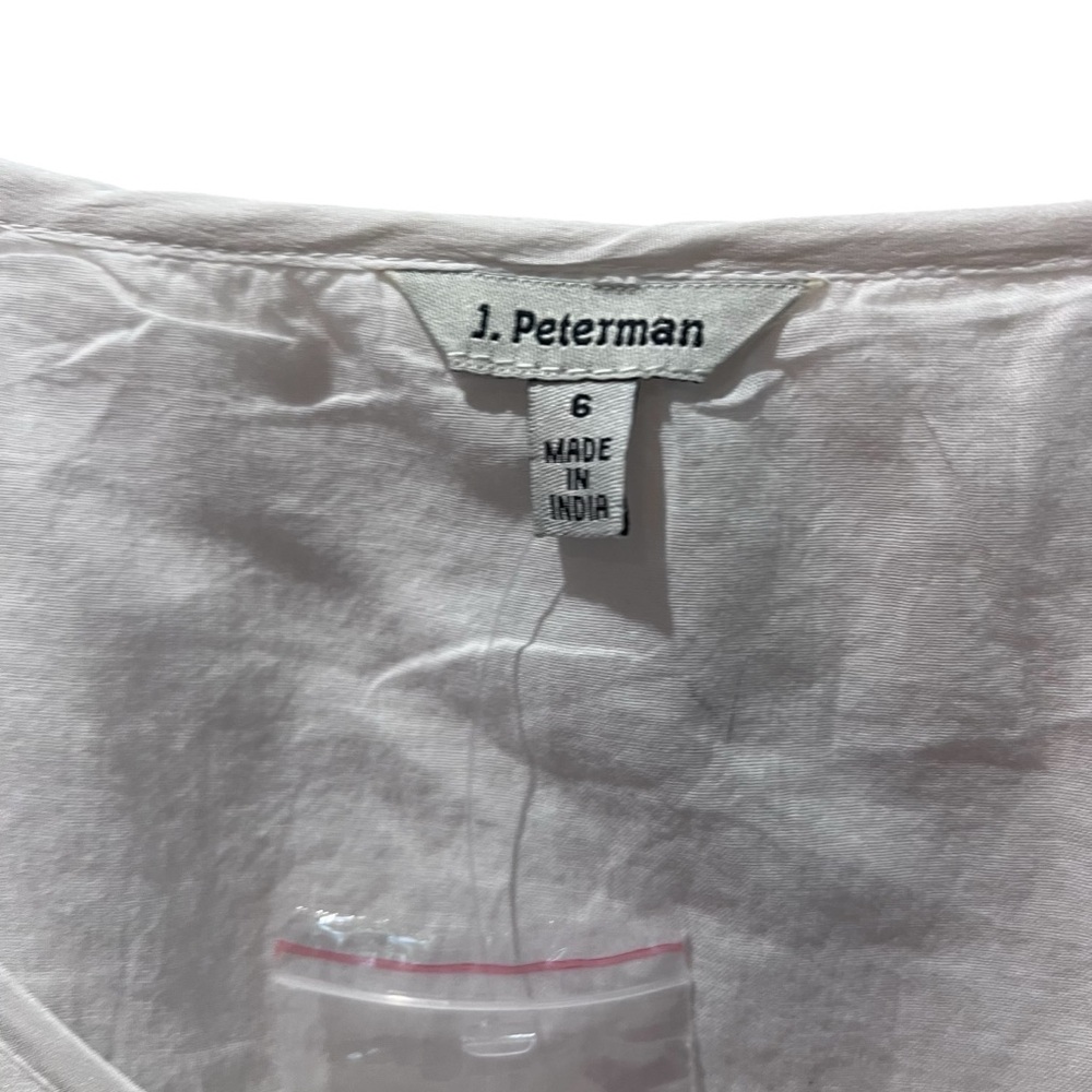 J Peterman White Silk Tunic Blouse Floral Embroidered Victorian Sequins Size 6 - Picture 3 of 9
